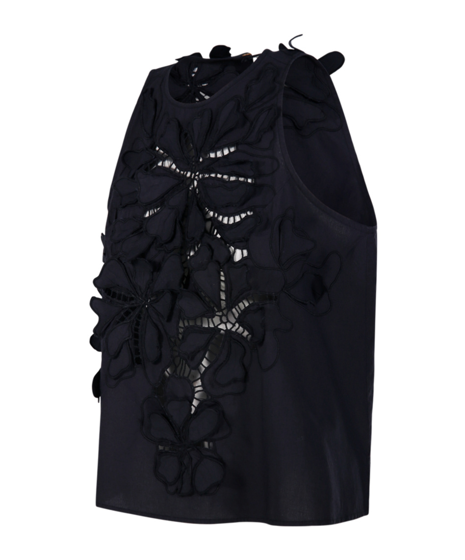 Shop Forte Forte Strong 'en Fleur' Embroidery Cotton Popline Top
