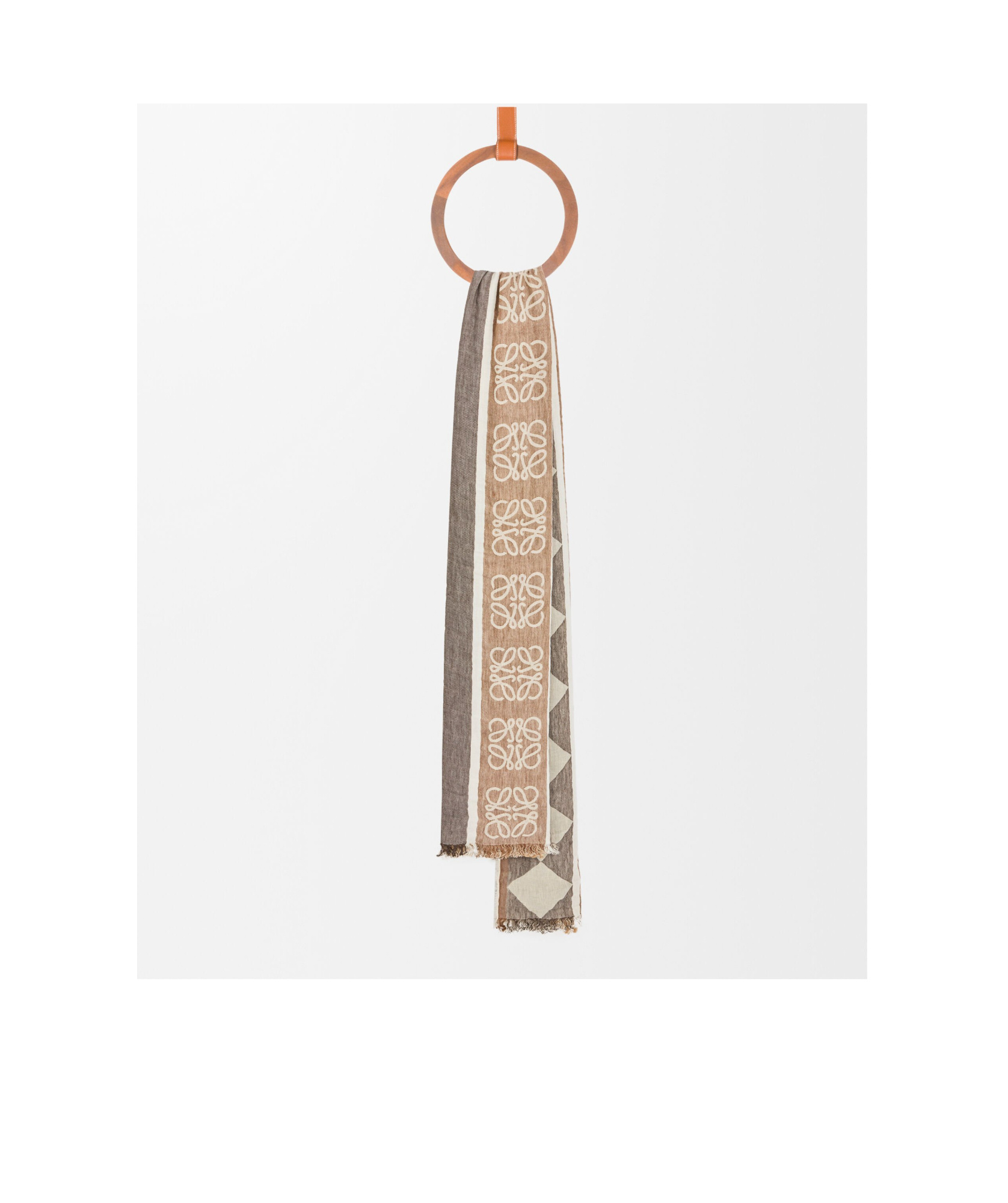 Loewe Scarf In Linen And Cotton In Brown