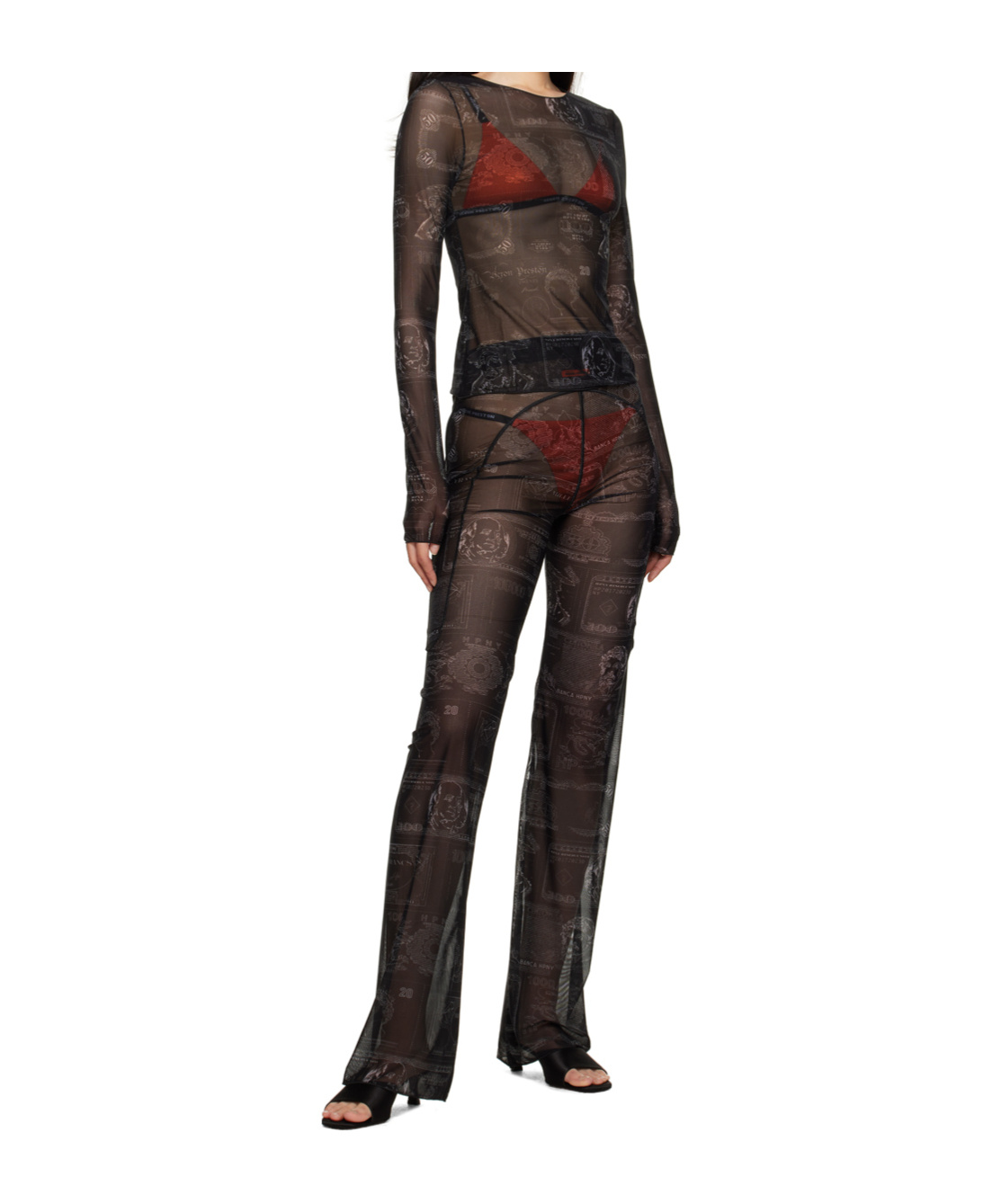 Heron Preston Semi-sheer Long-sleeve Top In Black