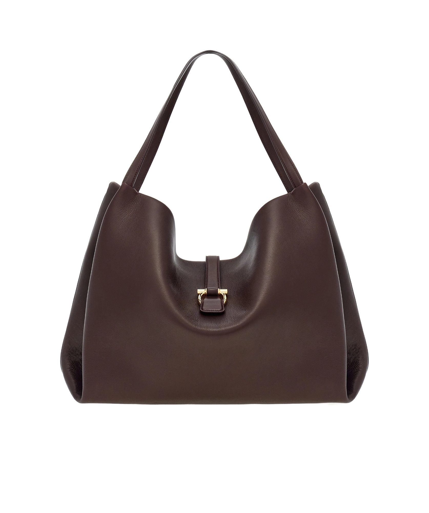 Ferragamo Logo Buckle Large Handbag In Black