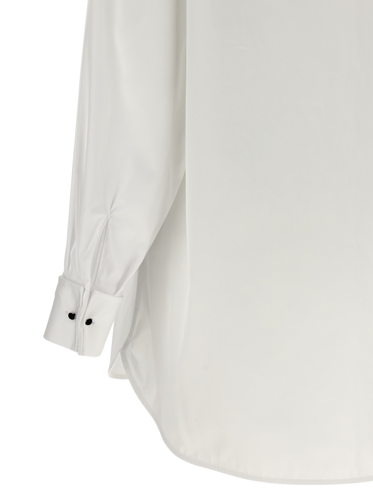 Ermanno Scervino Contrast Plastron White Tuxedo Shirt With Covered Button Closure In White