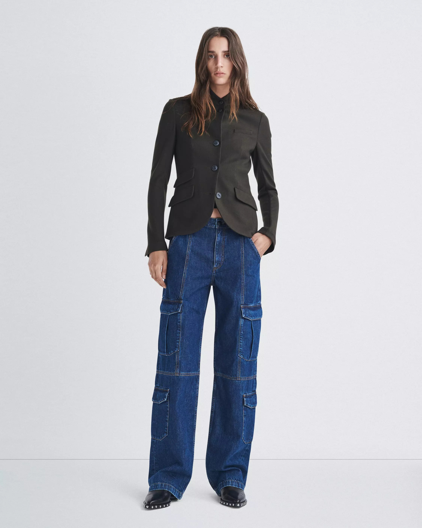 Shop Rag & Bone Mid-rise Cargo Jeans In Blue