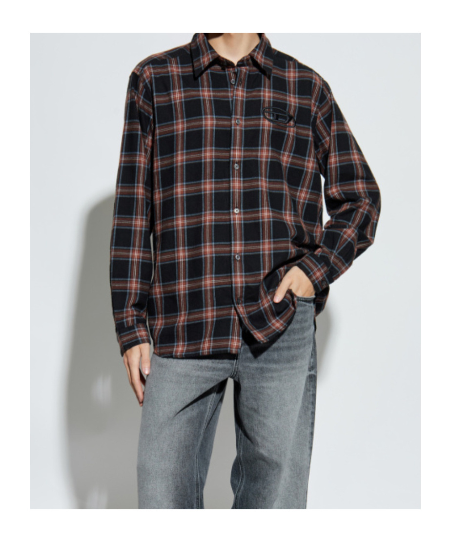 Diesel Embroidered Plaid Shirt In Multi