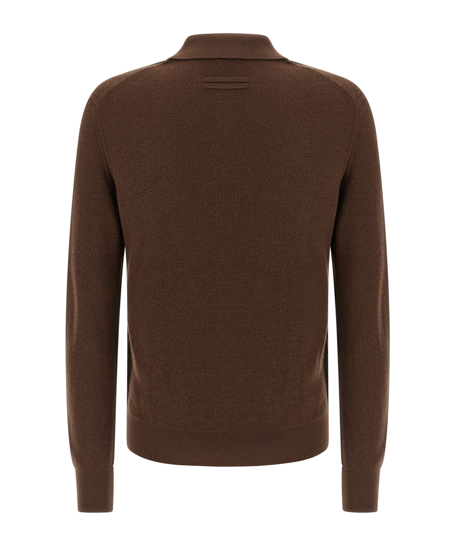 Zegna Cashmere Polo Sweater Textured Knit In Brown