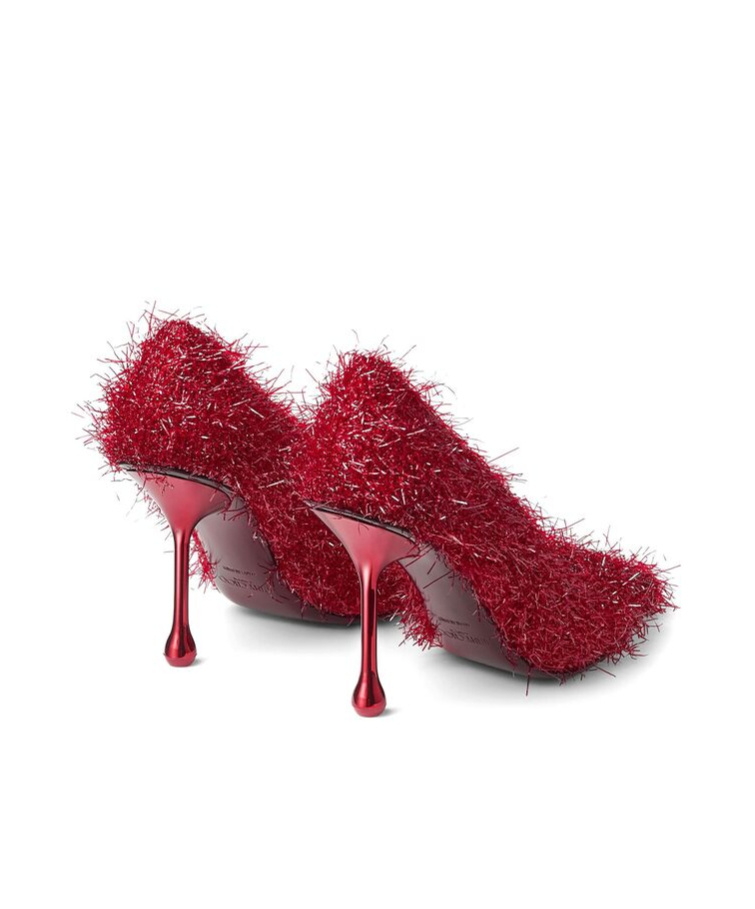 Jimmy Choo Ixia 80 Tinsel Pumps In Red