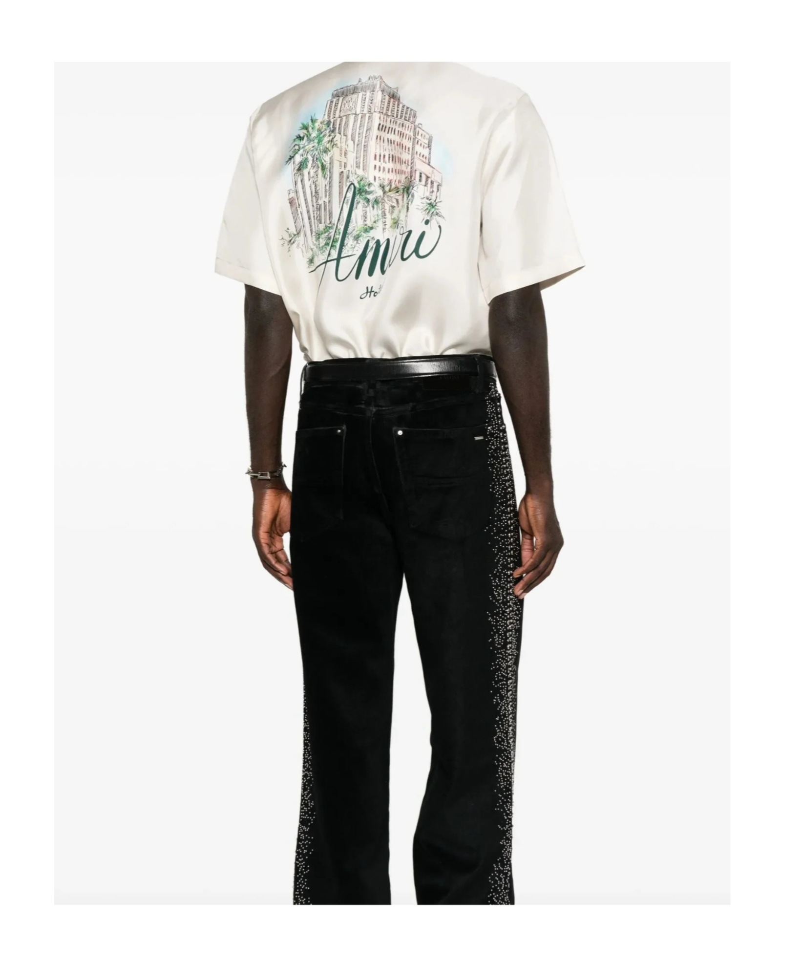 Amiri Convertible-collar Logo-print Silk-twill Shirt In Neutral