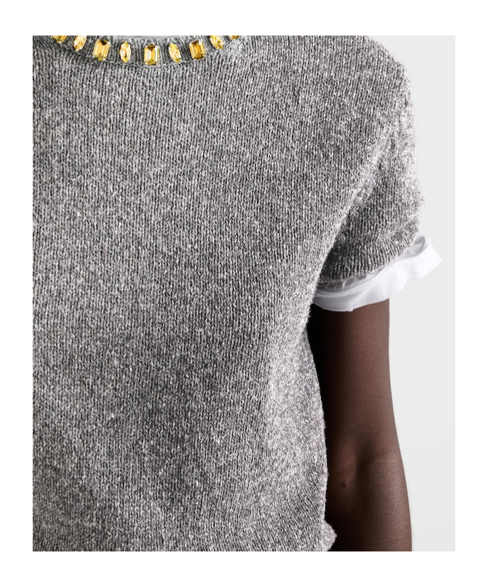 Prada Wool And Cashmere Crew-neck Sweater In Gray