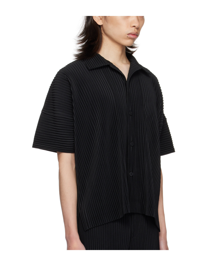 Issey Miyake Black Mc April Textured Shirt In Black