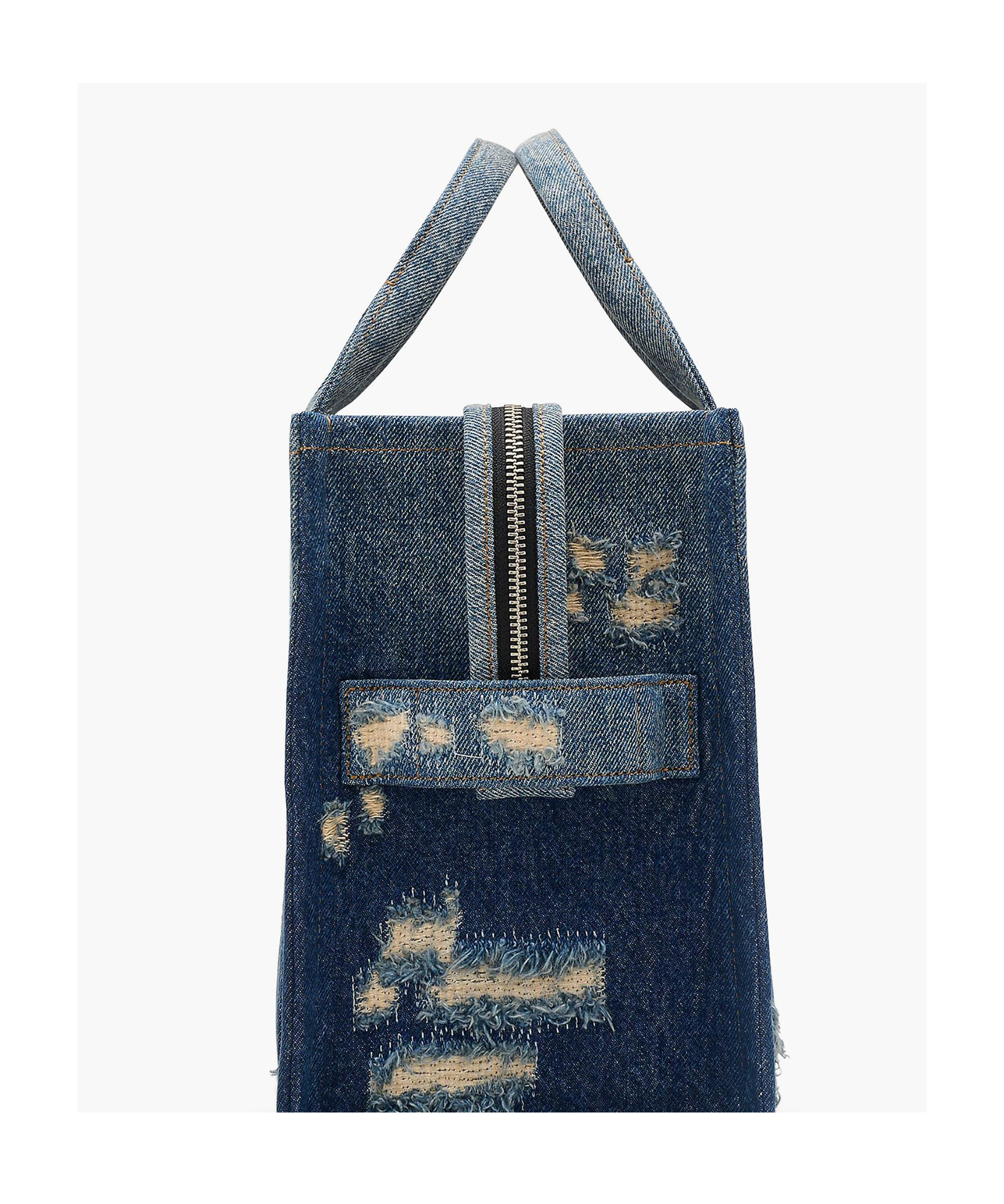 Marc Jacobs The Denim Medium Rip And Repair Tote Bag In Black