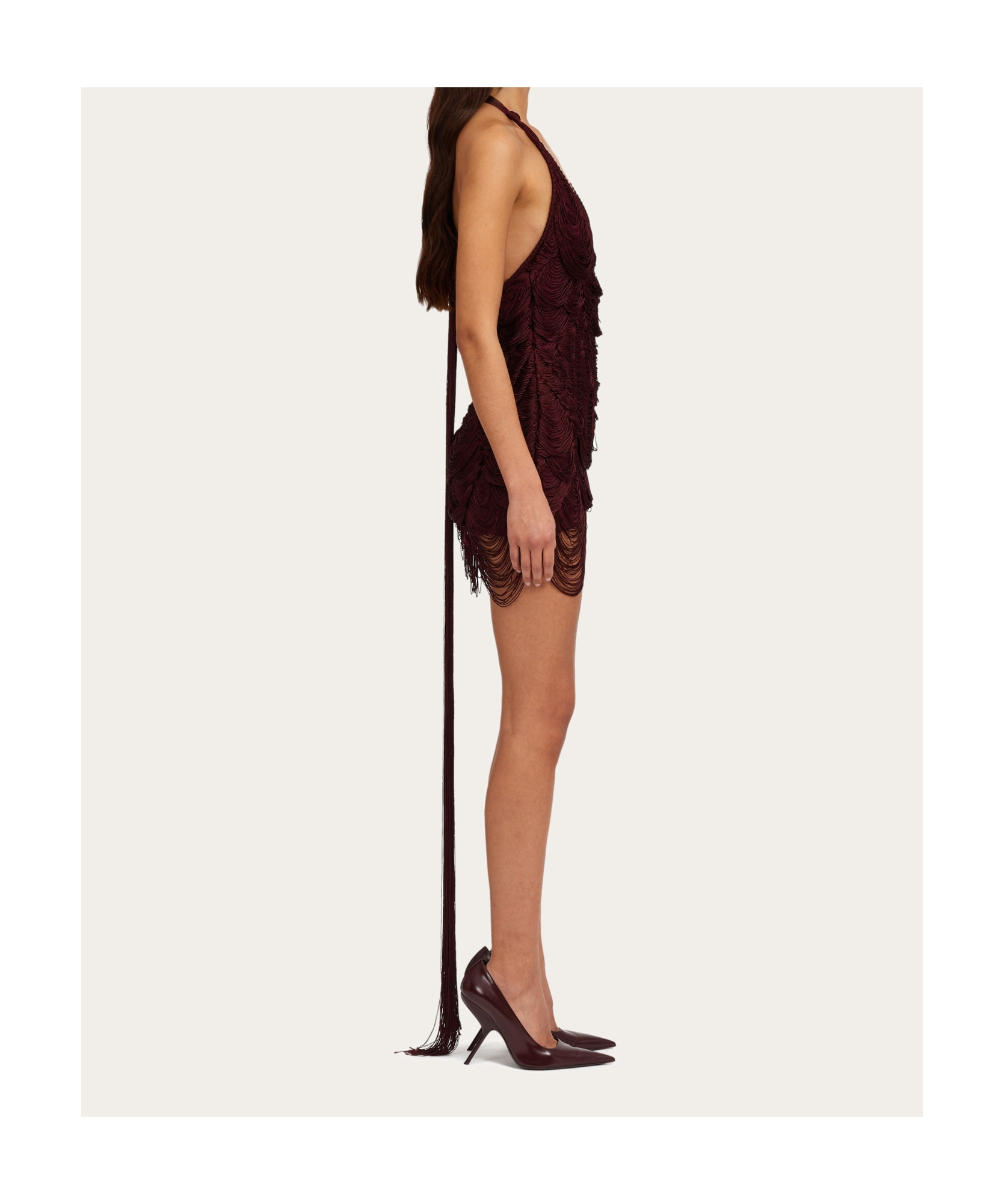 Shop Ferragamo Silk Rope Jacquard Dress In Brown