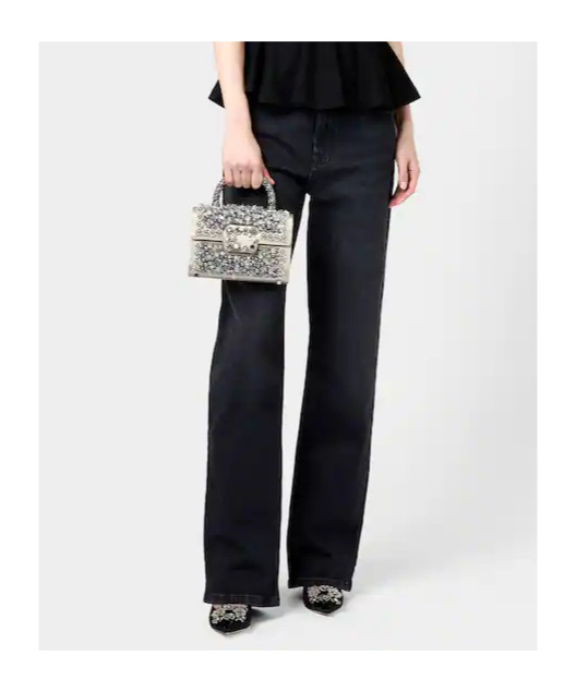 Roger Vivier Jewel Efflorescence Mini Bag In Satin In Gray