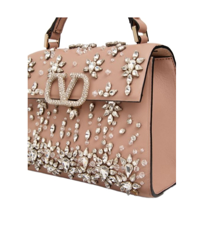Valentino Vlogo Tote Bag In Crystal/rose