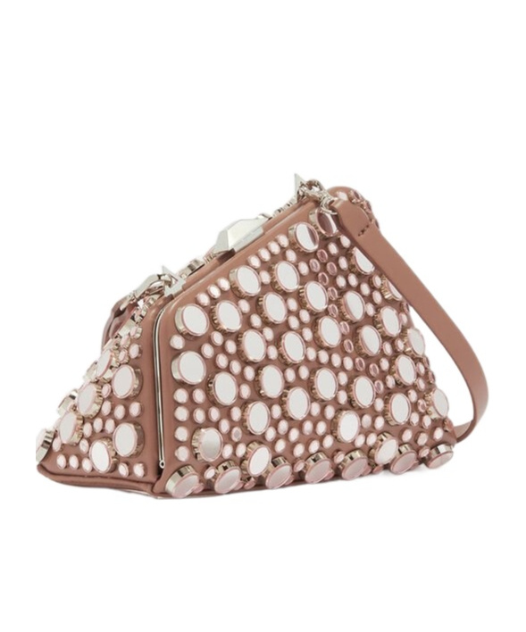 Attico Embellished Leather Midnight Clutch In Mud Color