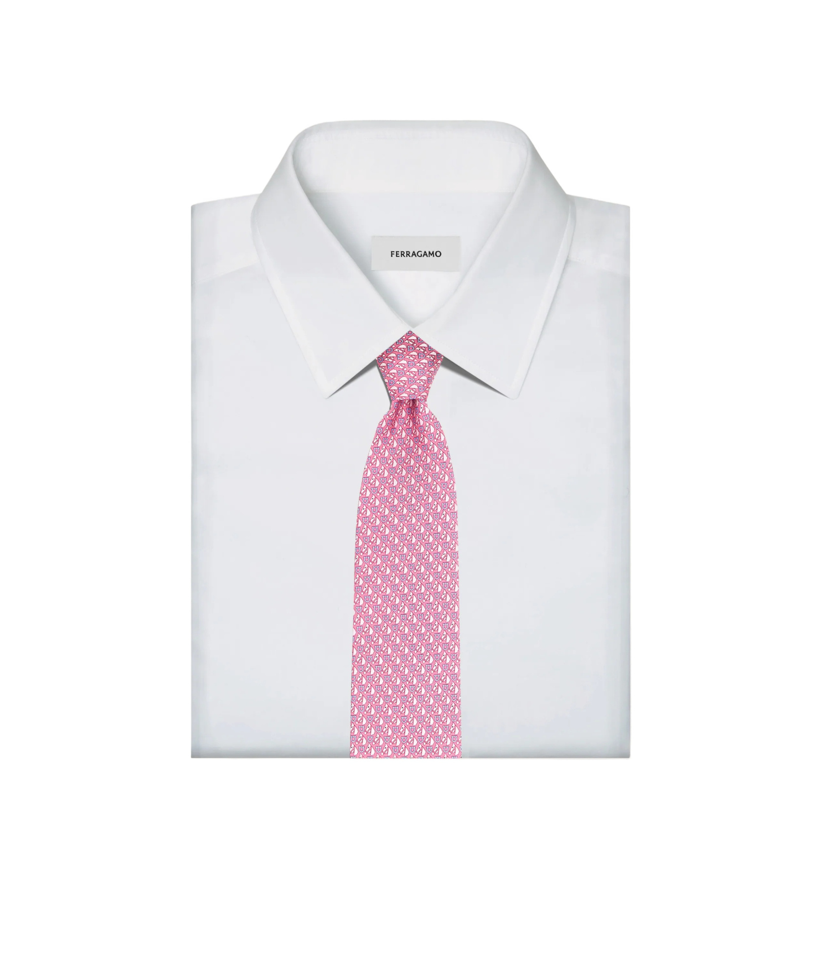 Ferragamo Equestrian Printed Tie In Pink