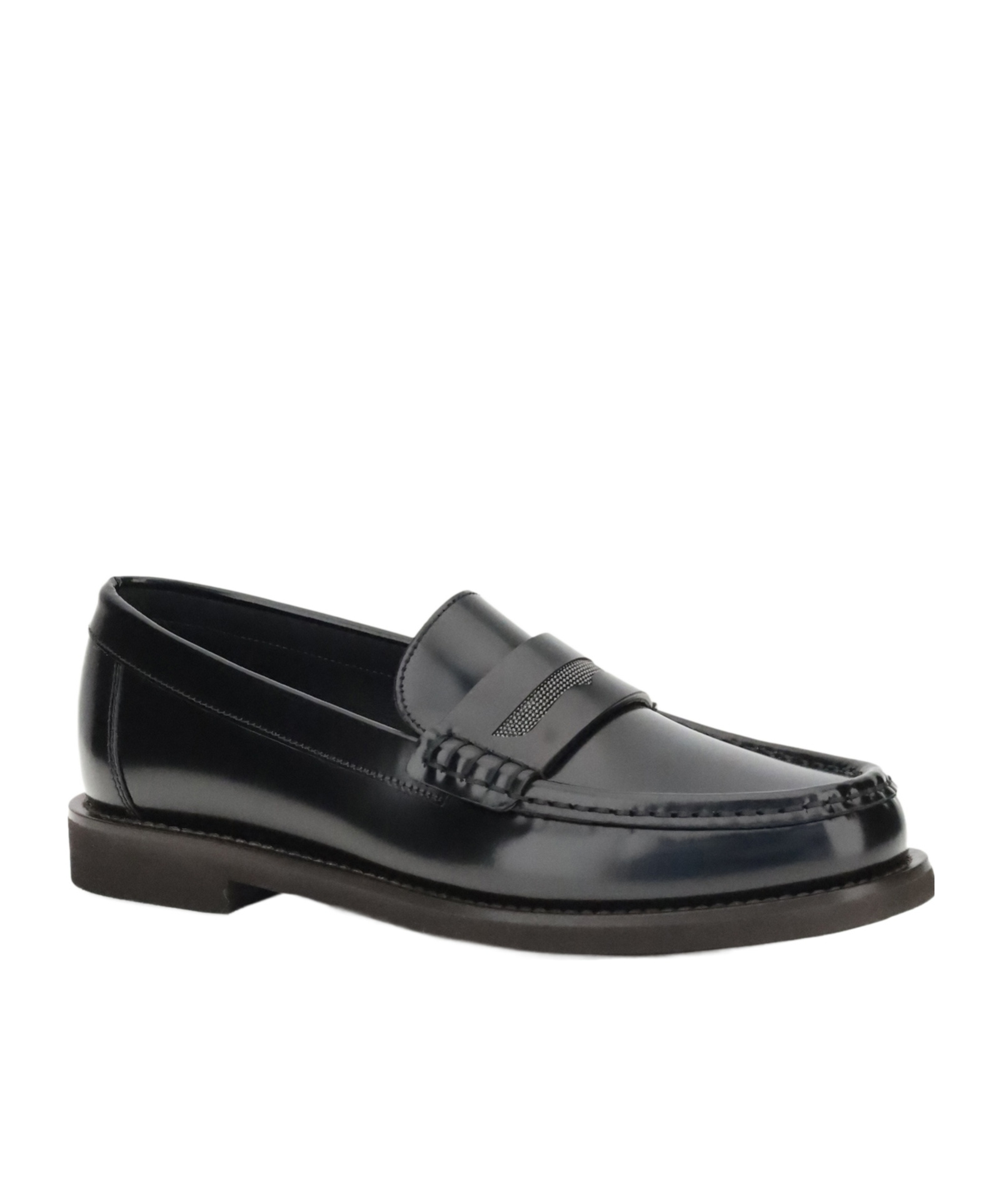 Brunello Cucinelli Leather Loafers In Blue