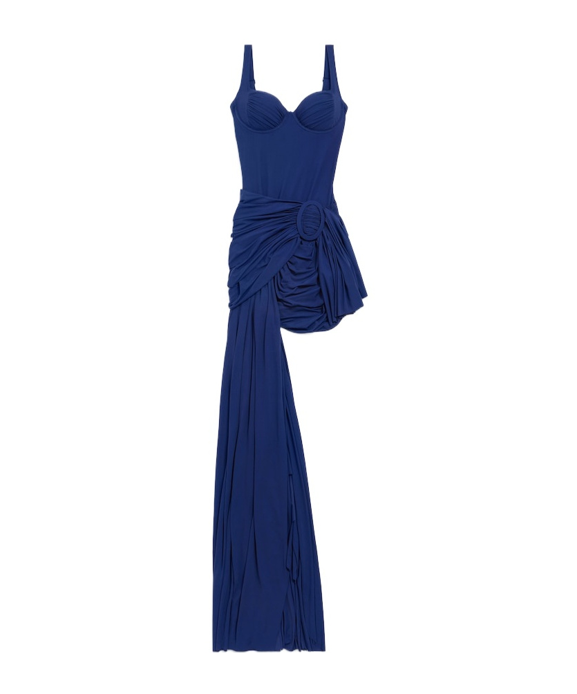 Balenciaga Women's Open Back Dress In Elegant Blue In Blue