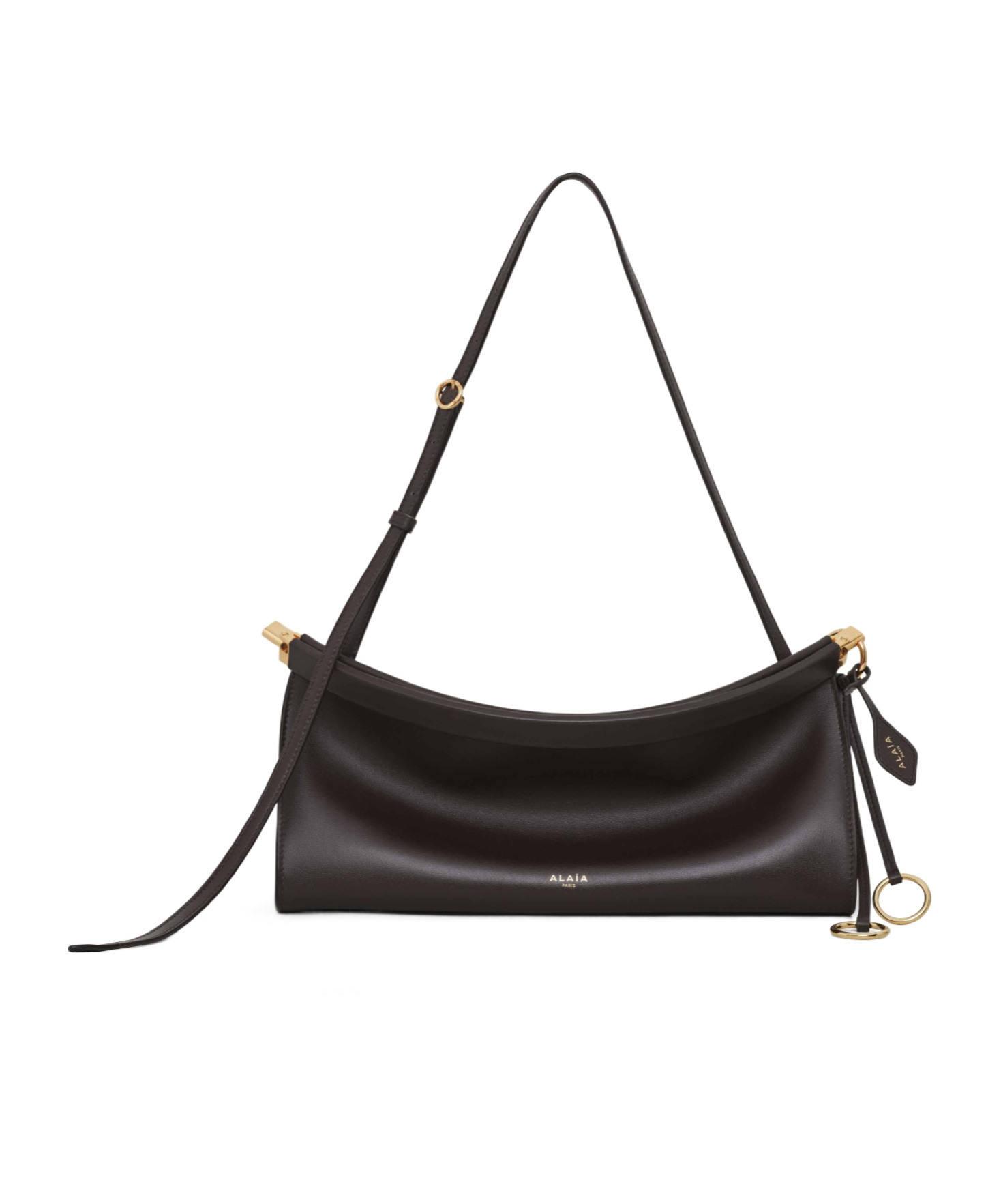 Alaïa Dark Brown Leather East West Medium Crossbody Bag In Brown