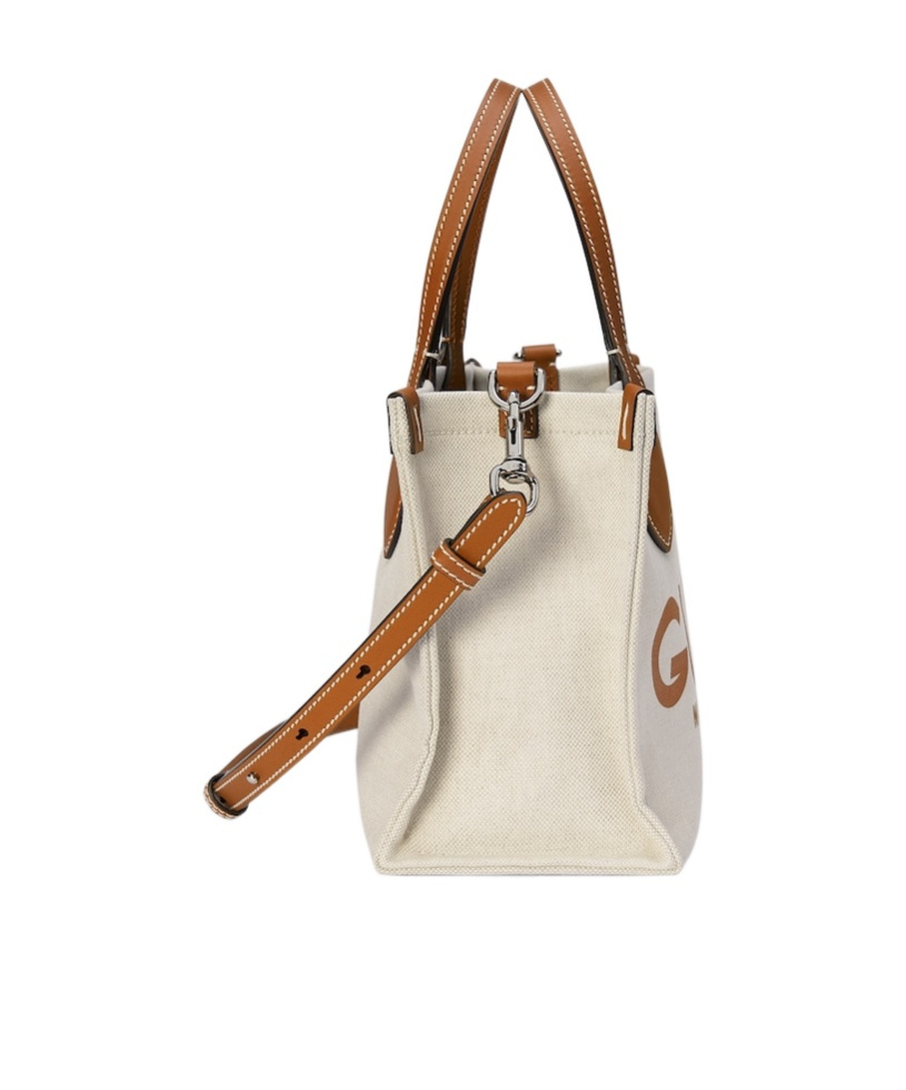 Gucci Shopper Aus Canvas Mit Logo-print In White