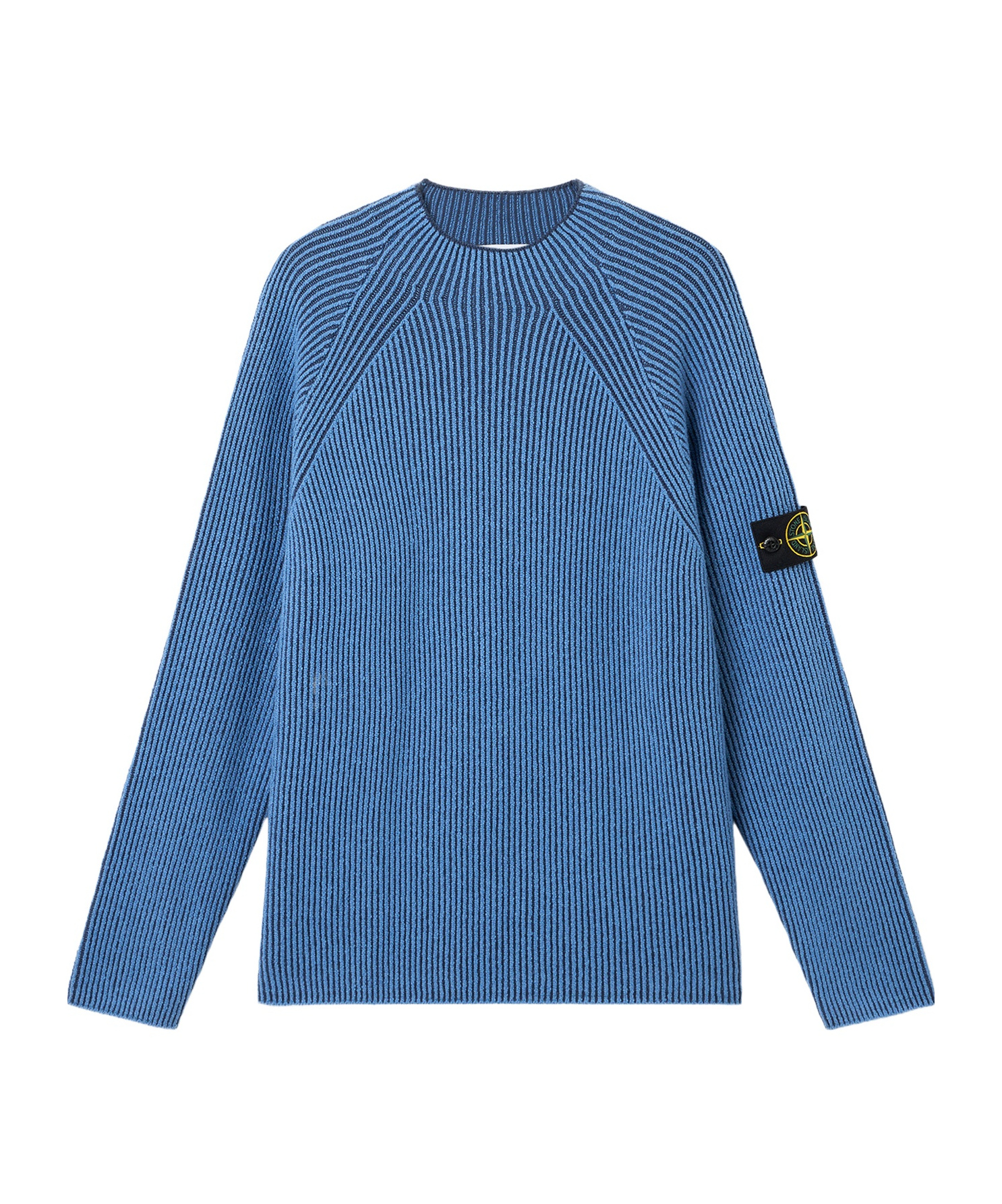 Stone Island Ribbed Texture Sweater With Crew Neckline In Blue
