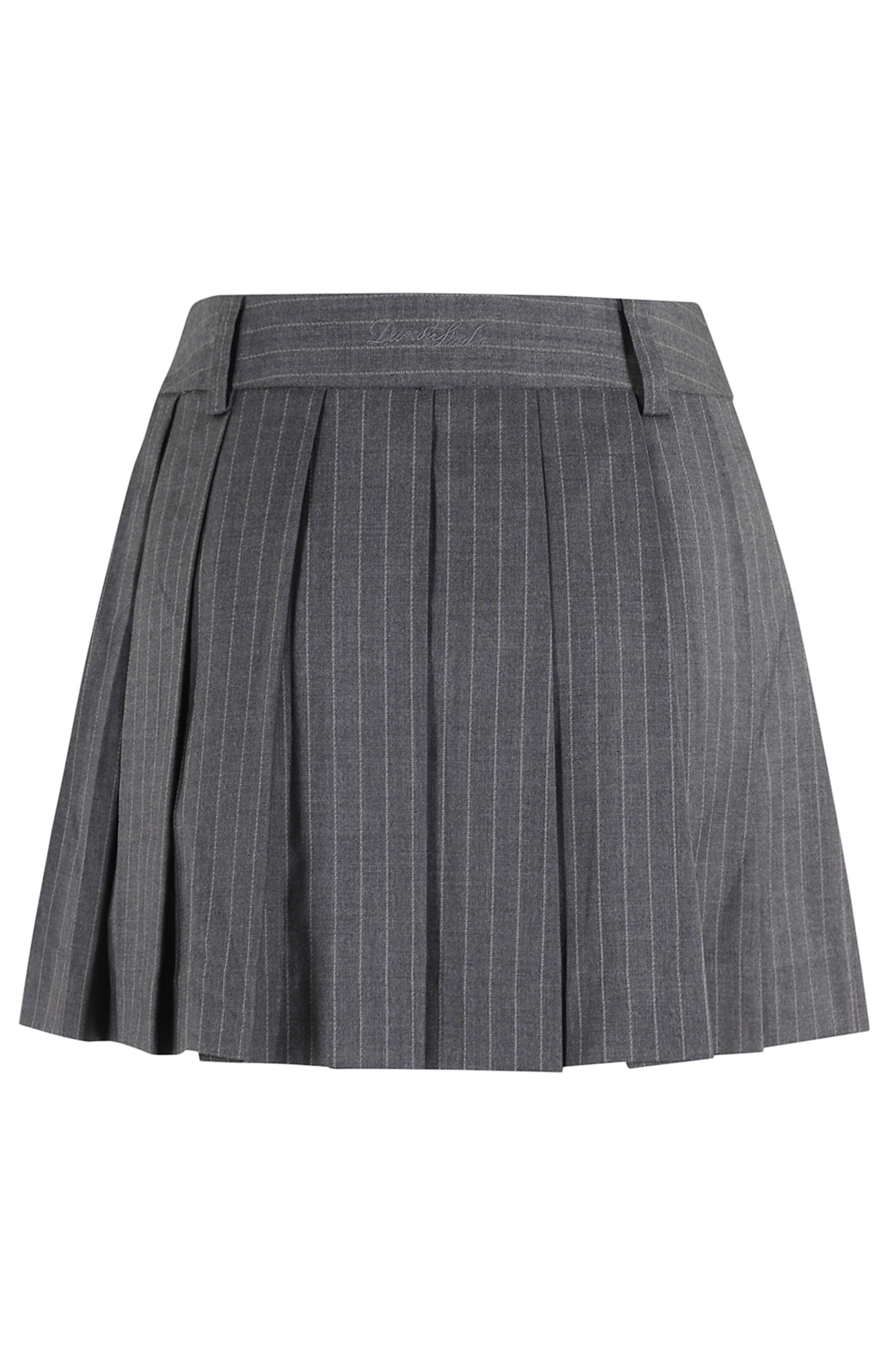 Dunst Pleated Mini Skirt With Pinstripe Weave In Gray