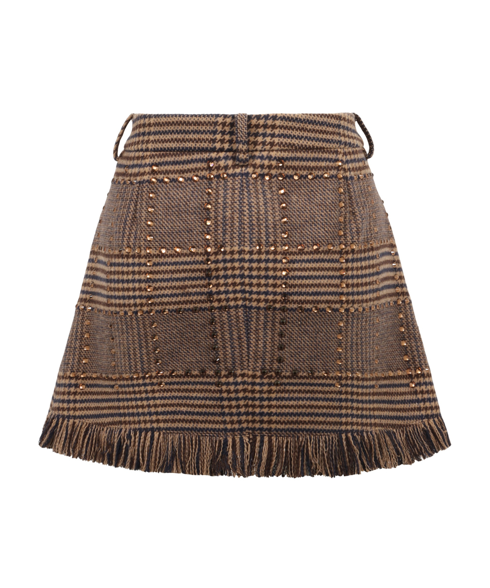 Giuseppe Di Morabito Fringed Check Mini Skirt In Brown