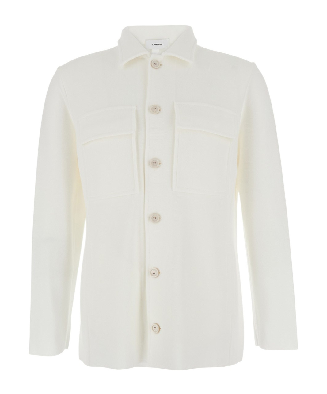 Lardini White Shirt With Classic Collar And Two Front Patch Pockets In Cotton Man In White