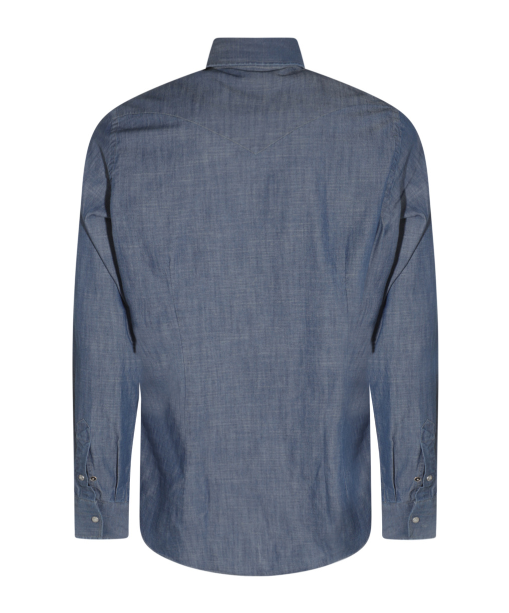 Eleventy Button-down Shirt With Tailored Fit And Dual Chest Pockets In Blue