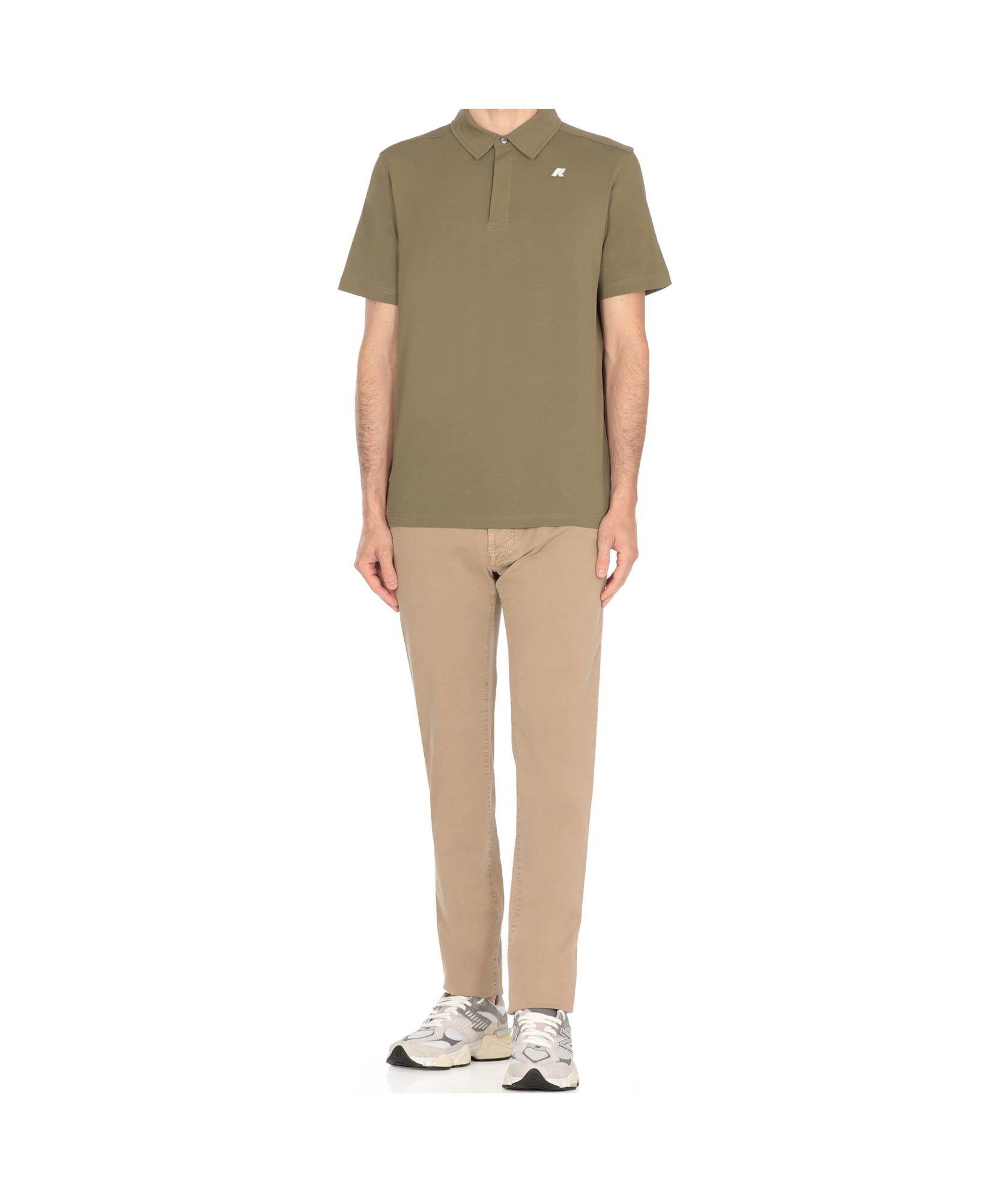 K-way Army Green Polo Shirt With Collar Design