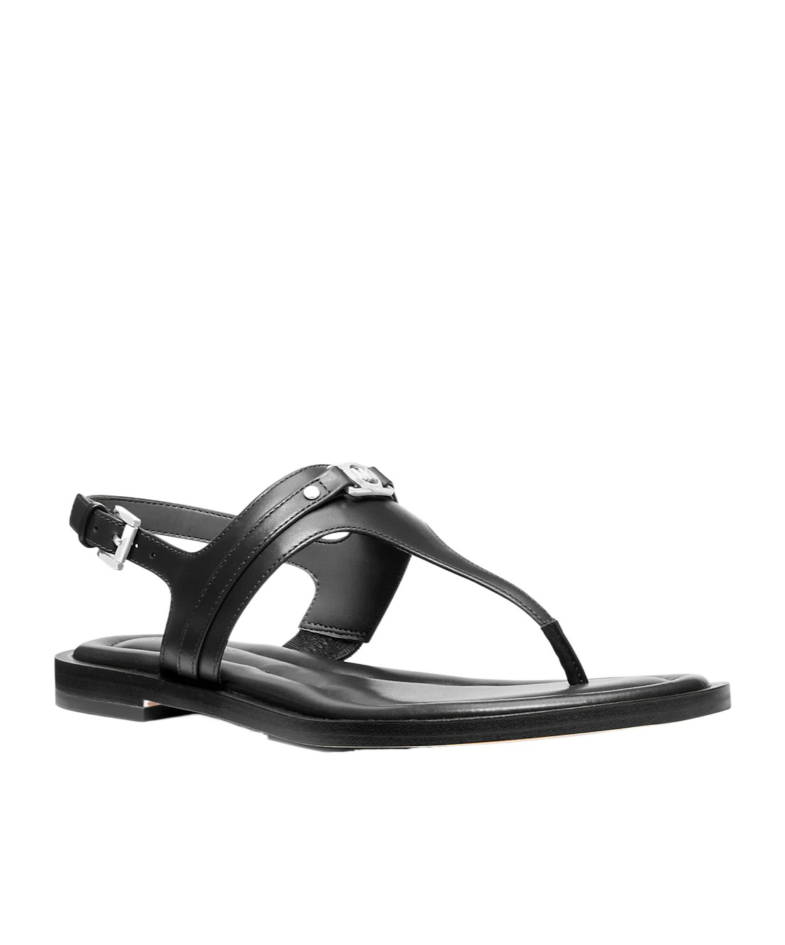 Shop Michael Michael Kors Logo-plaque Sandals In Black