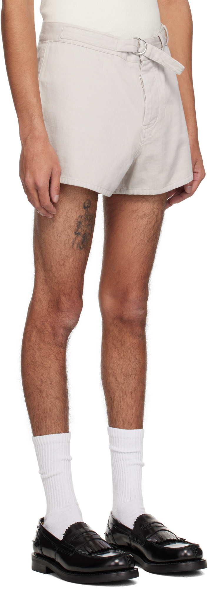 Our Legacy Gray Oyster Trunk Shorts In White