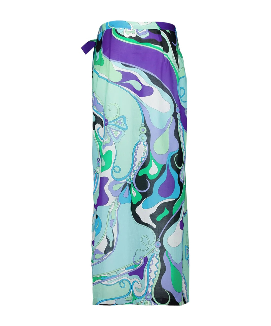 Pucci Green And Lilac Orchidee-print Cotton Wrap Skirt In Blue