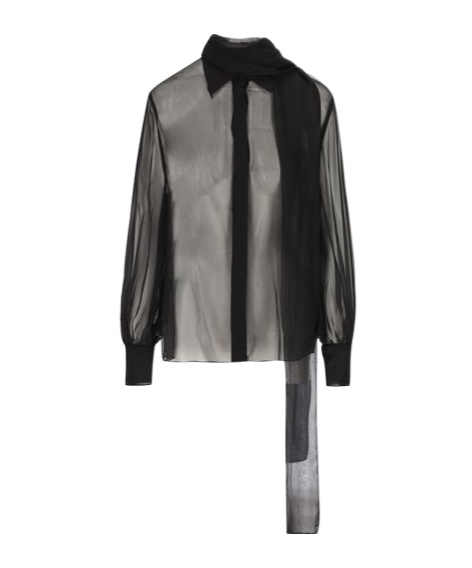 Valentino Scarf Detailed Long-sleeved Shirt In Black