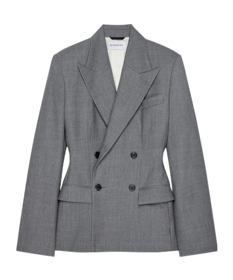 Givenchy Double Breasted Jacket In Wool In Gray