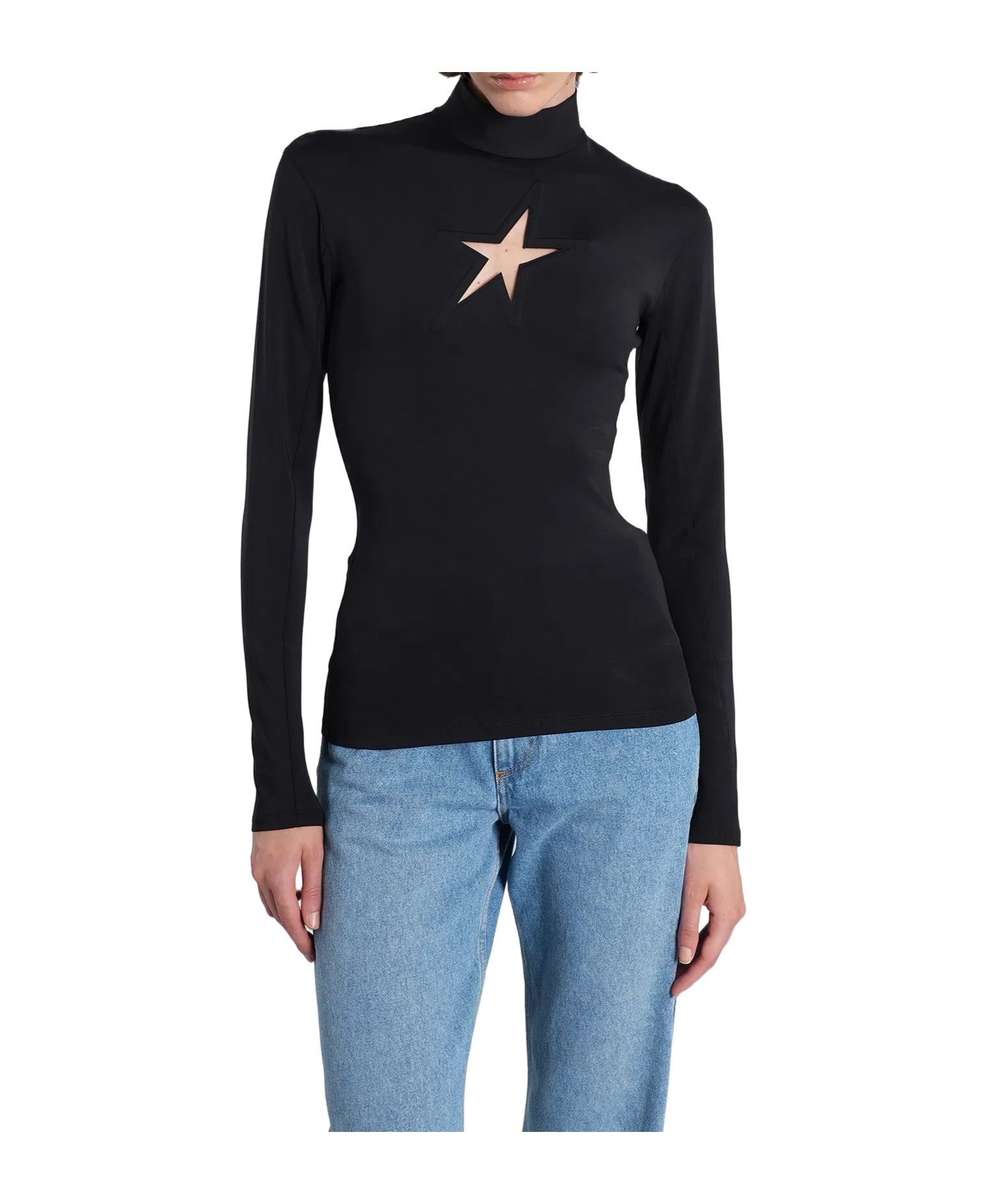 Mugler Openwork Detail Blouse In Black