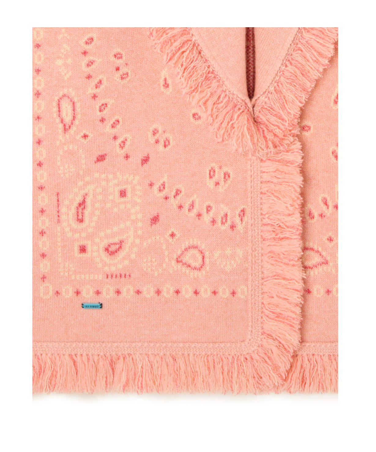 Alanui Long Fringe Cardigan Shawl Collar In Pink