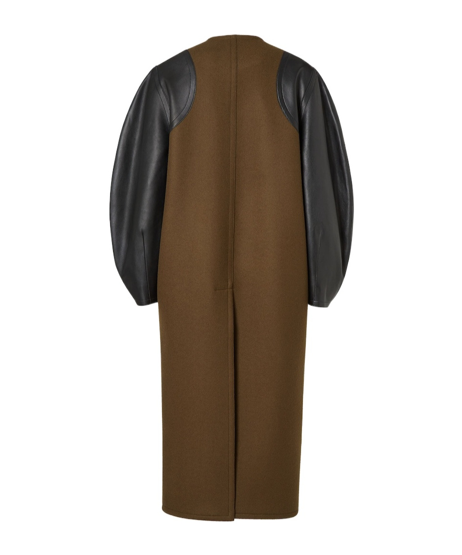 Fendi Green Wool And Leather Coat In Green
