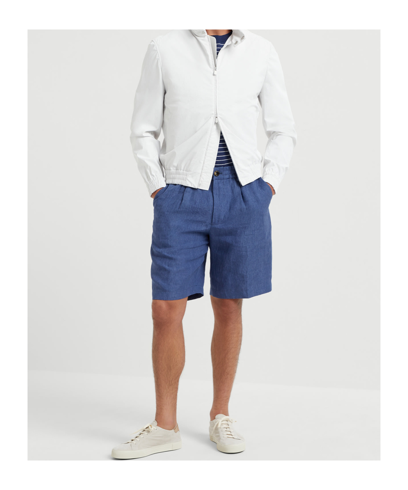 Brunello Cucinelli Elastic Waist Bermuda Shorts In Blue