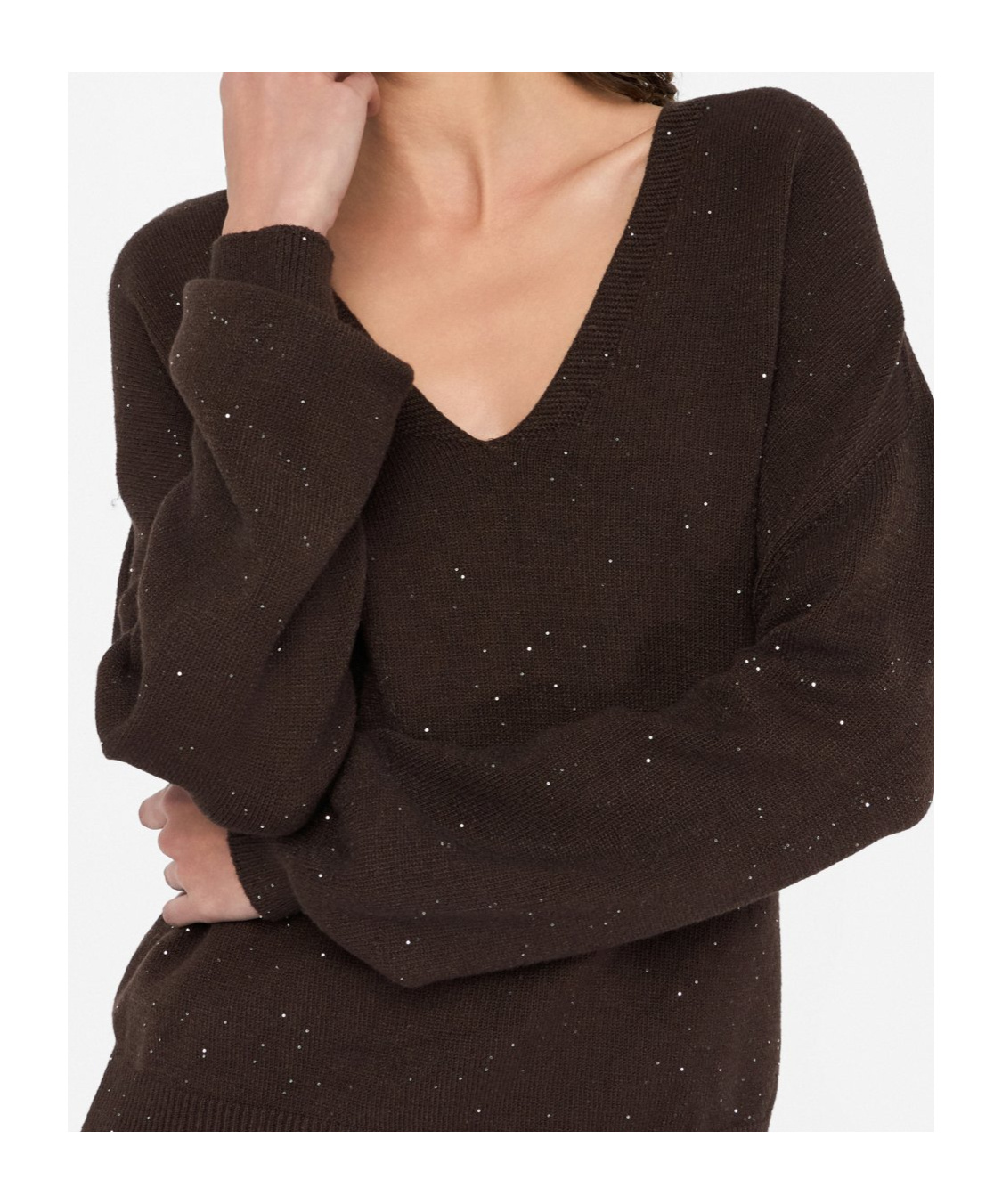 Liu •jo Sequined Long-sleeved Sweater In Brown