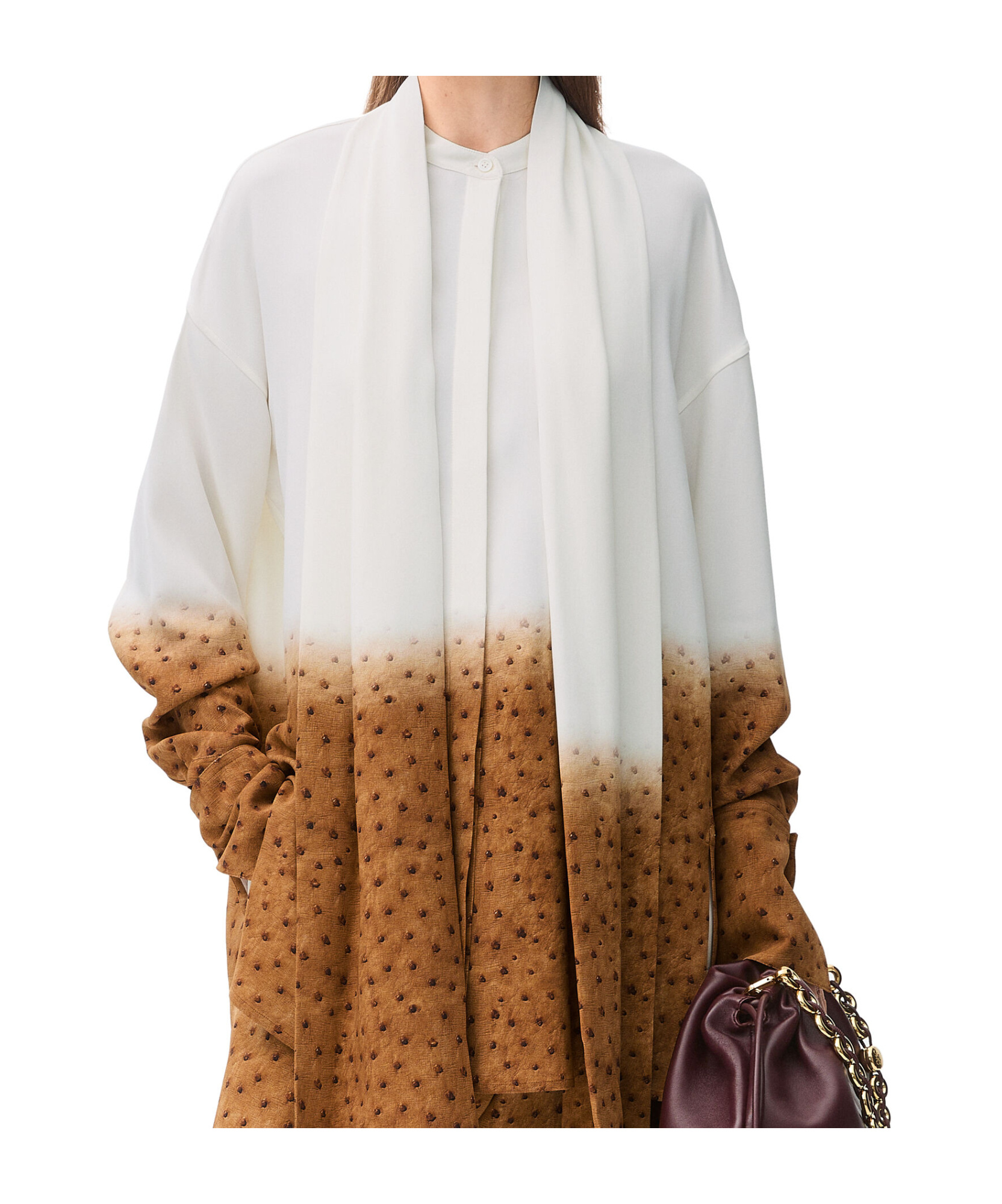 Loewe Camicia In Crepe Stampato Donna In Brown