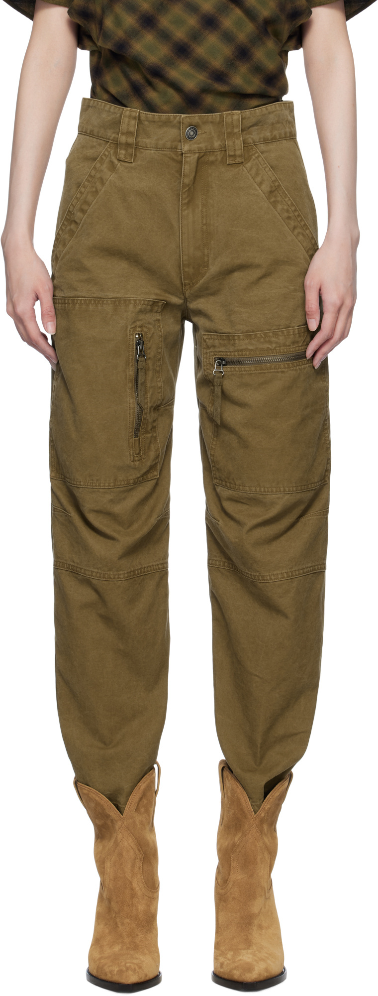 Isabel Marant Étoile Kelyane Tapered Cargo Pants In Green