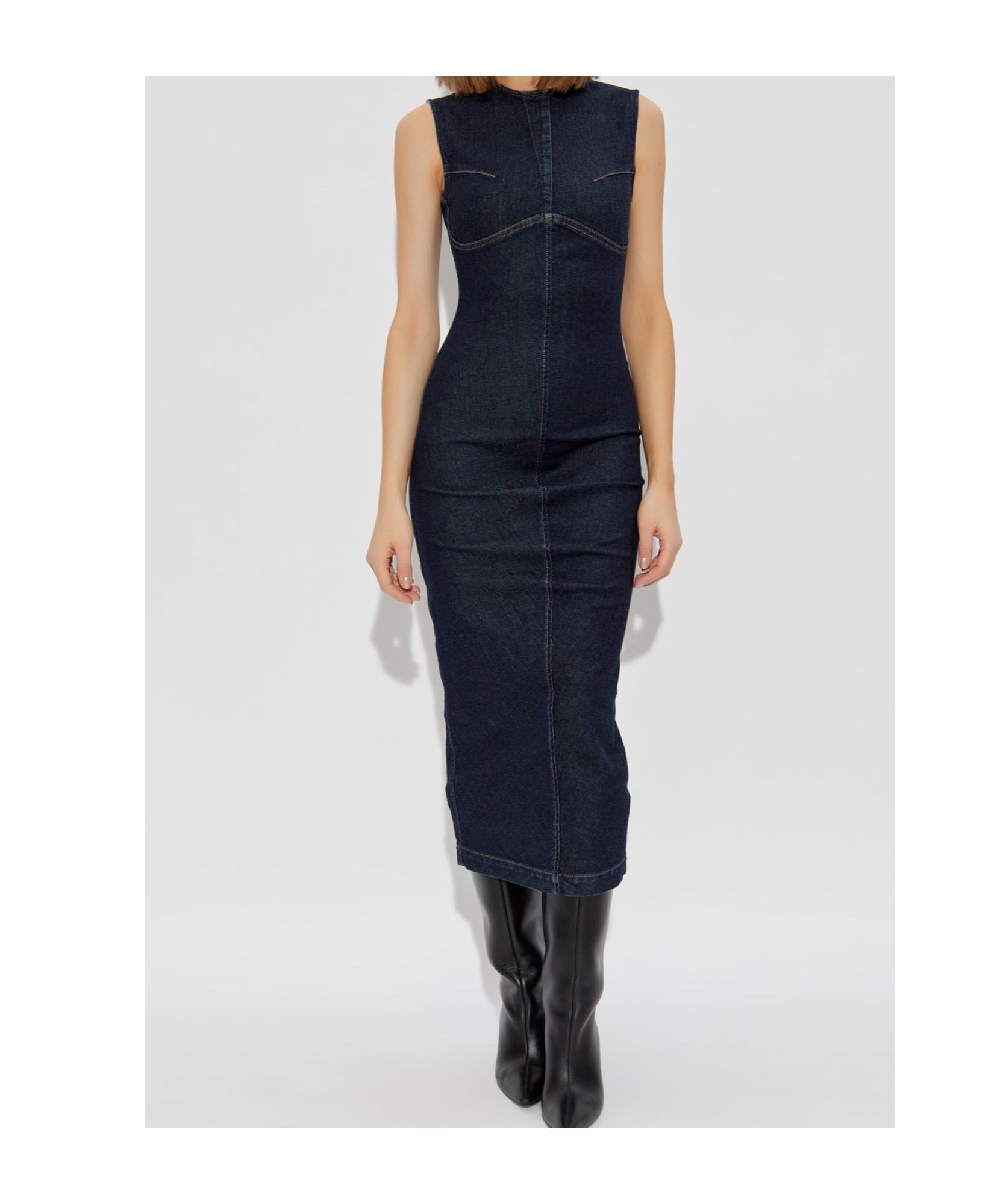 Sportmax Geranio Denim Midi Dress In Black