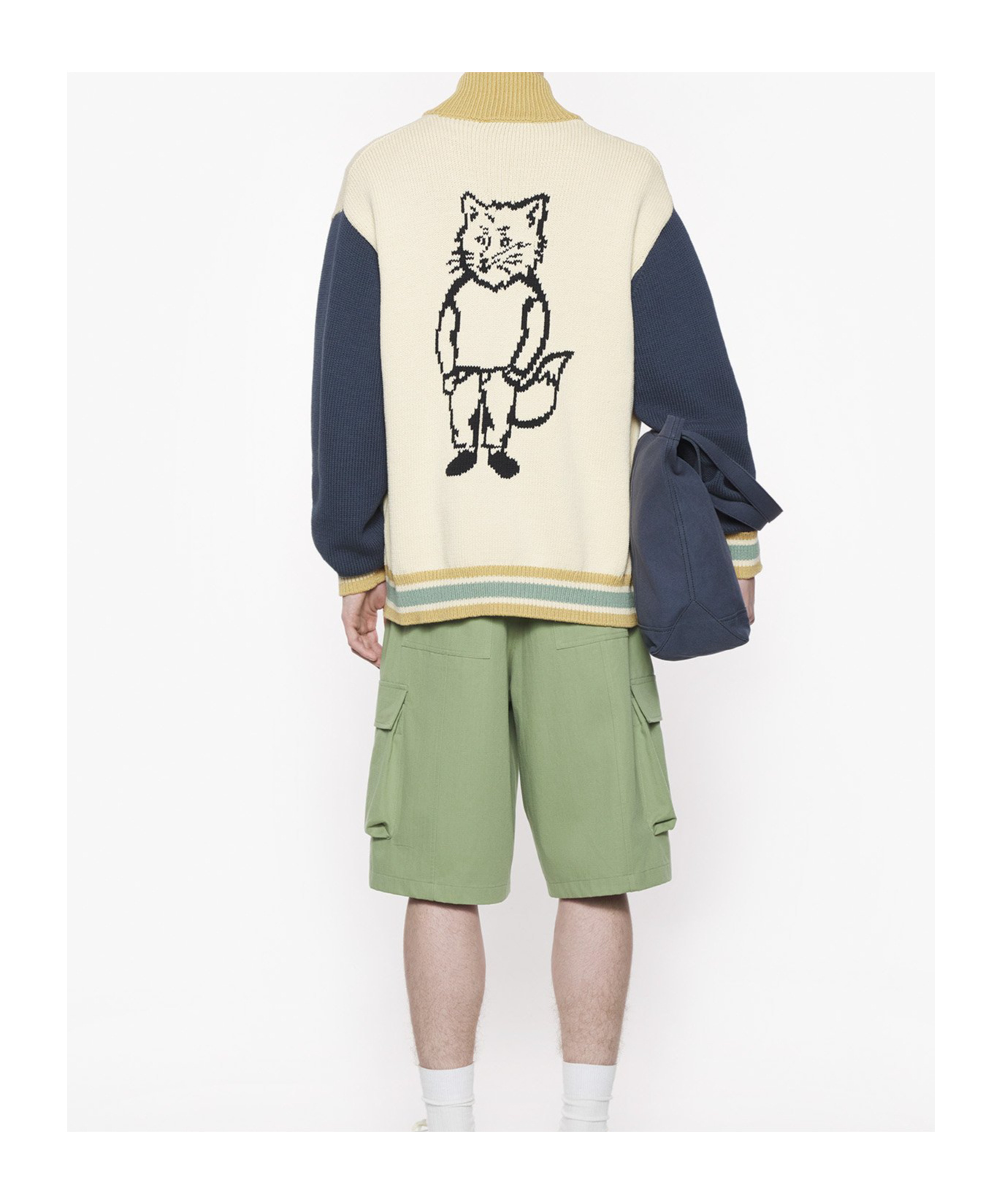 Maison Kitsuné Bermuda Shorts With Belt Loops And Pockets In Green
