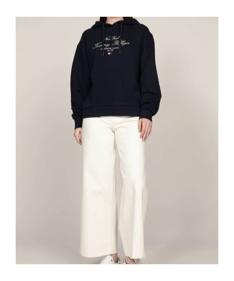 Tommy Hilfiger Long-sleeved Hooded Sweatshirt In Black