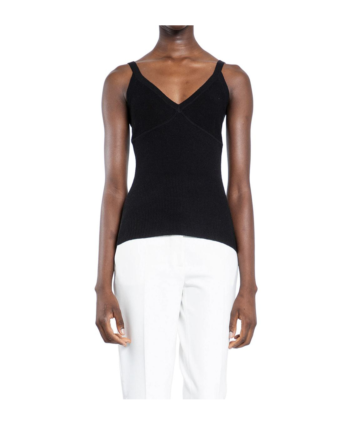 Max Mara Gallura Silk-blend V-neck Top In White