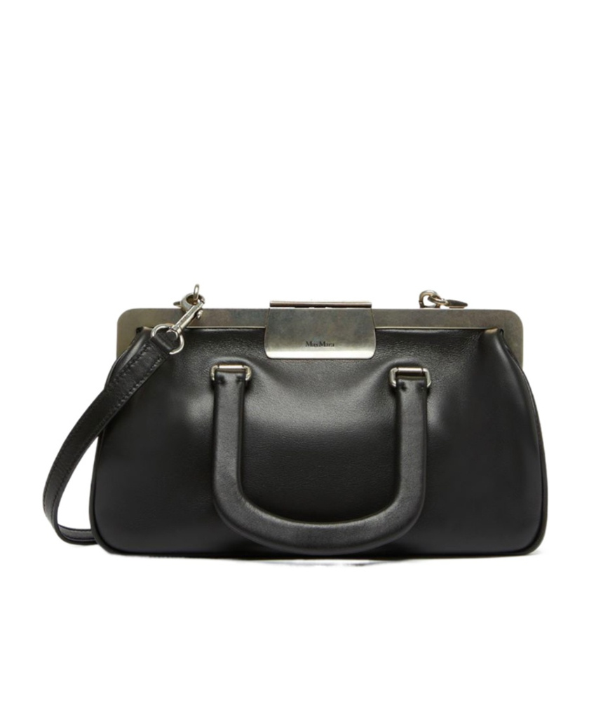 Max Mara Leather Handbag Small Clasps In Black