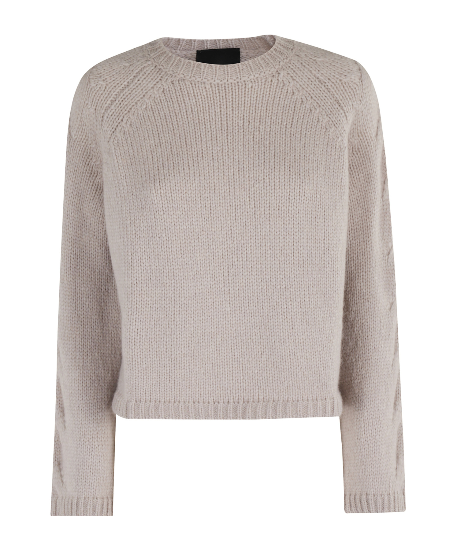 Roberto Collina Braided Long-sleeve Sweater With Classic Crew Neckline In Neutral