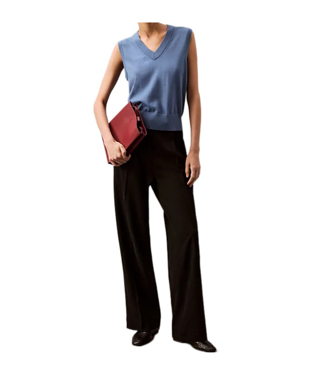 Shop Calvin Klein Soft Crepe Pleated Trousers In Black