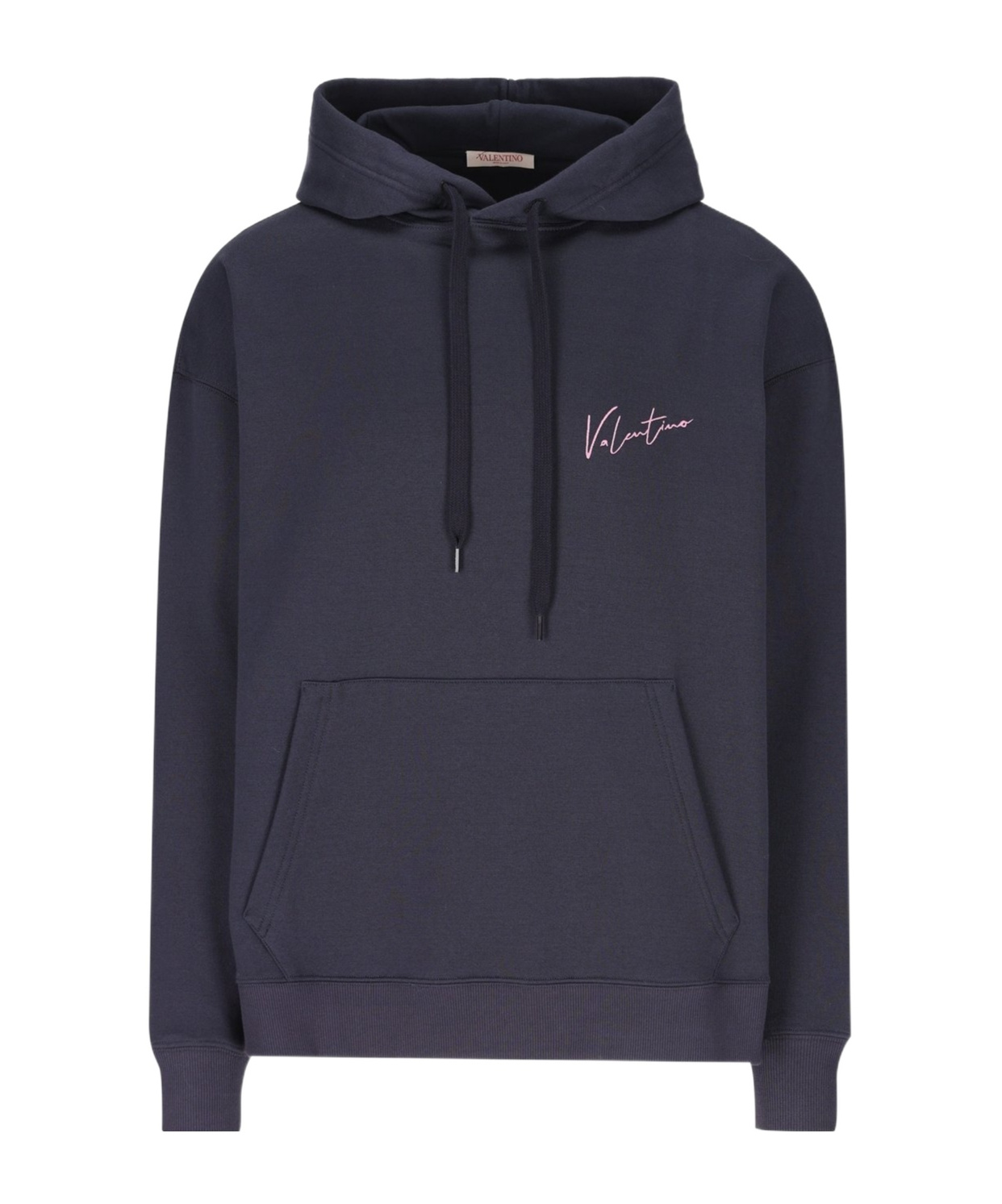 Valentino Logo-embroidered Hoodie In Blue