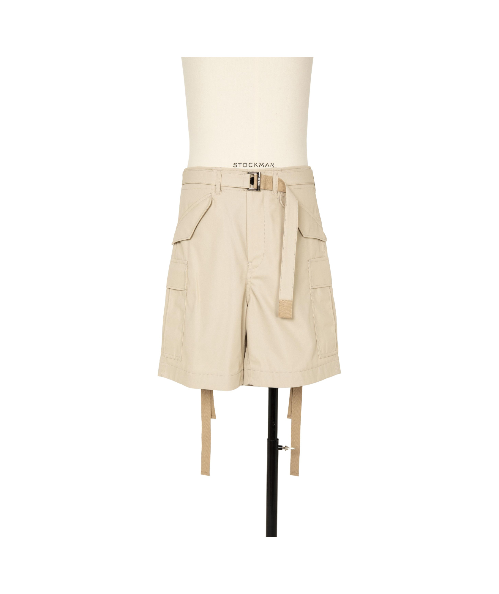 Sacai Cotton Twill Bermuda Shorts In Nude