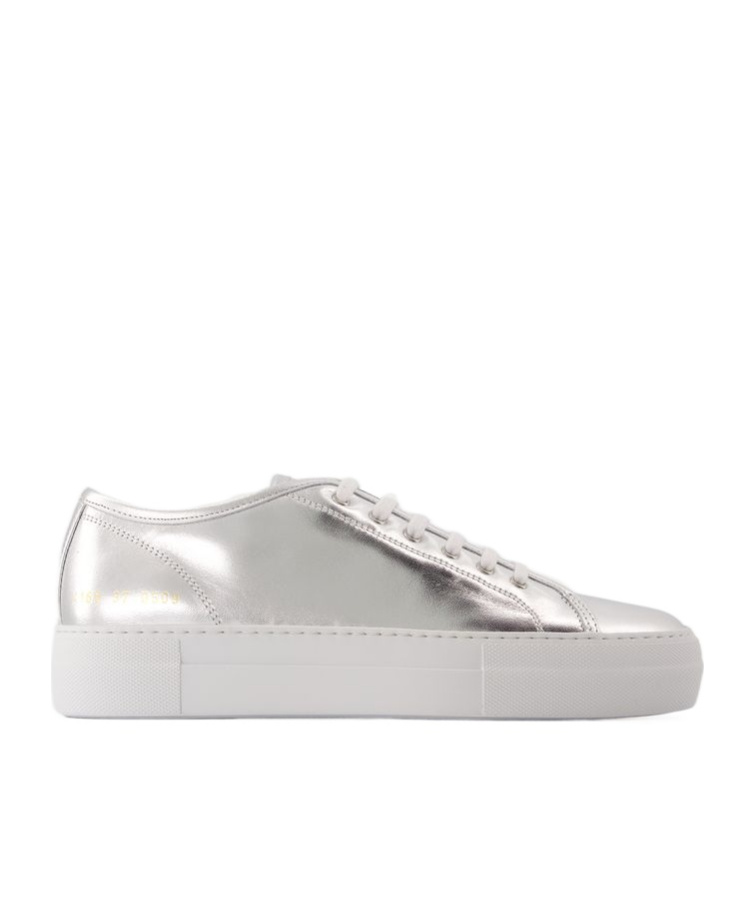 Common Projects Tournament Low Metallic-leather Sneakers In White